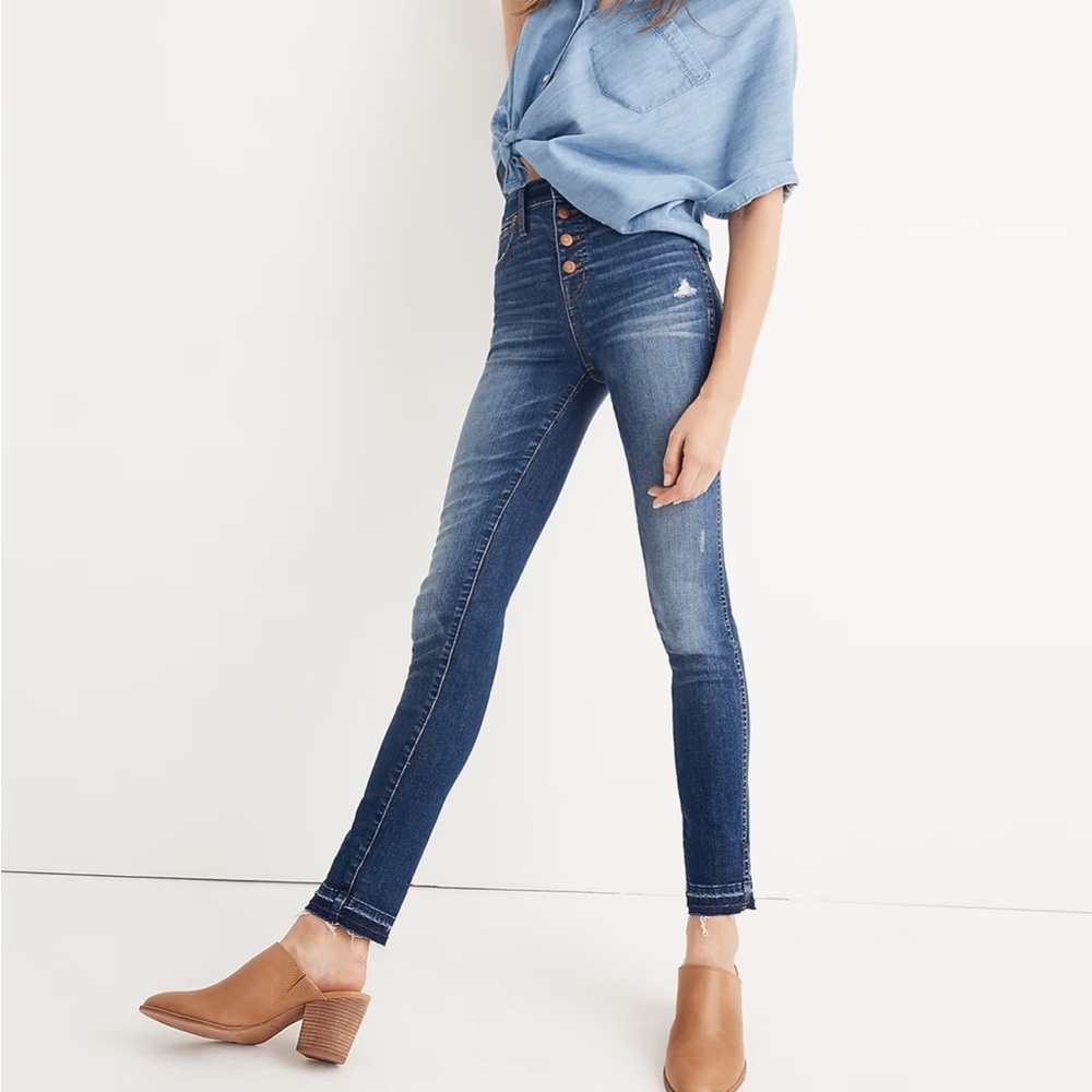 Madewell 10” High Rise Button Fly Skinny Jeans: Drop Hem Edition
